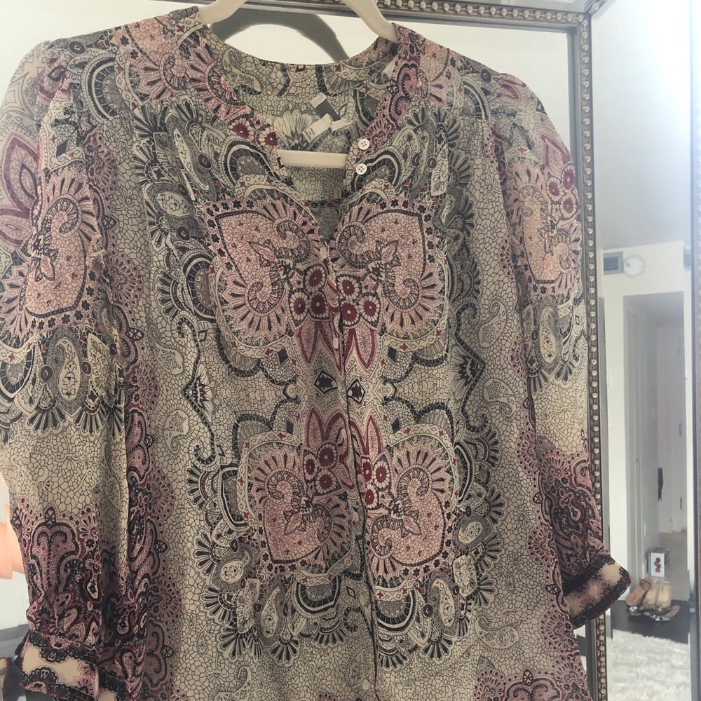 Joie peasant silk long sleeve top